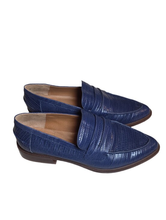 SARTO By Franco Sarto Shoes - SARTO by Franco Sarto Irena Cobalt Blue Lizard Embossed Pointed Toe Leather 9